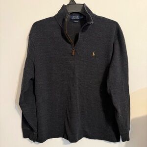Polo Ralph Lauren Estate Rib 1/4 Zip Sweater XL Charcoal Gray Cotton